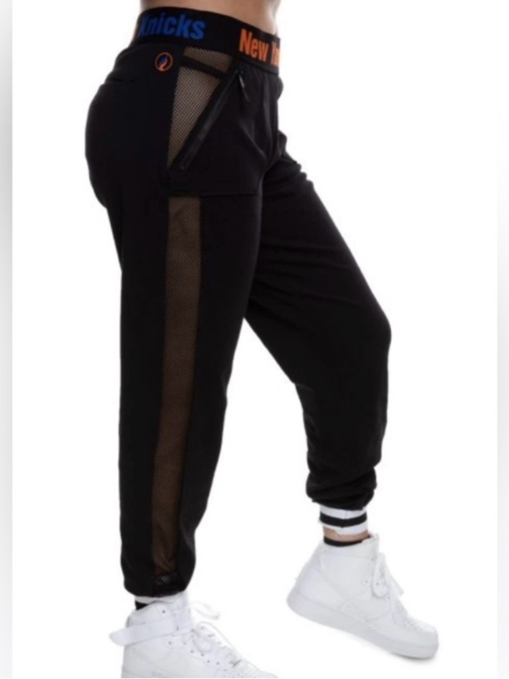 FISLL NBA New York Knicks Mesh Joggers Black Pull On Womens Medium